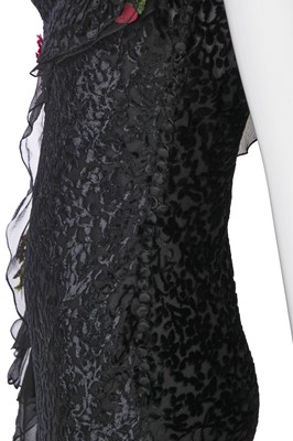 Lot 91 - A Christian Dior by John Galliano black devoré velvet dress, commercial collection 2002