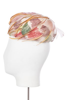 Lot 337 - A Christian Dior by Marc Bohan feather pillbox hat, 1960s