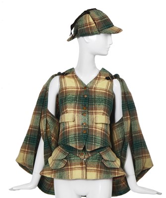 Lot 295 - A Vivienne Westwood green and primrose tartan wool ensemble, 'Time Machine' collection, Autumn-Winter 1988-89