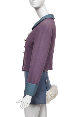 Lot 296 - A Vivienne Westwood blue and lavender tweed suit, 'Time Machine' collection, Autumn-Winter 1988-89