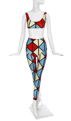 Lot 294 - A Vivienne Westwood harlequin print lycra ensemble, 'Voyage to Cythera' collection, Autumn-Winter 1989-90