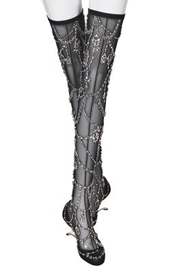 Lot 69 - A pair of Alexander McQueen by Sarah Burton 'Crystal Raindrop' embroidered 'Arc' boots, Spring-Summer 2022