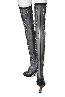 Lot 69 - A pair of Alexander McQueen by Sarah Burton 'Crystal Raindrop' embroidered 'Arc' boots, Spring-Summer 2022