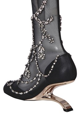 Lot 69 - A pair of Alexander McQueen by Sarah Burton 'Crystal Raindrop' embroidered 'Arc' boots, Spring-Summer 2022