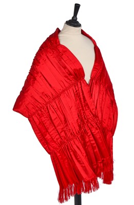 Lot 384A - A Balenciaga haute couture scarlet satin evening stole, Autumn-Winter 1953-54