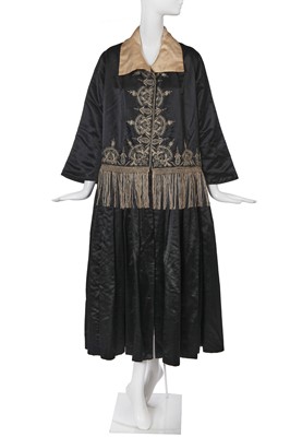 Lot 415 - A rare Chéruit couture embroidered black satin coat by Mesdames Boulanger and Wormser, circa 1917