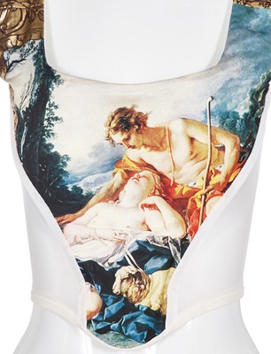 Lot 334 - A Vivienne Westwood Boucher-print silk and mesh corset, modern re-edition of 'Portrait' collection Autumn-Winter 1990-91