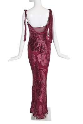Lot 90 - A John Galliano wine silk and velvet evening gown, 'Welcome to our Playground' collection, Autumn-Winter 2000-01
