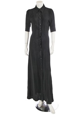 Lot 467 - An Ossie Clark black moss crêpe coat/dress, 1970s