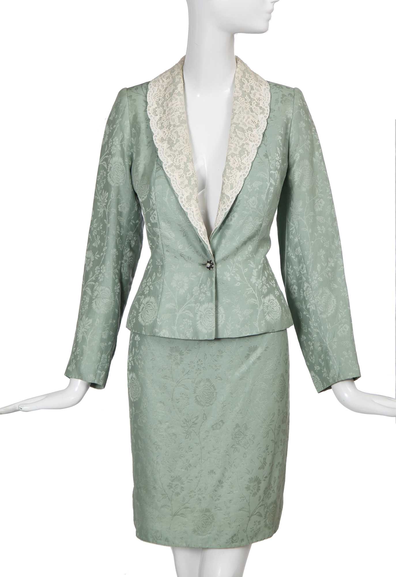Lot 304 - A Christian Dior by John Galliano seafoam-green viscose-blend suit, 'In a Boudoir Mood' collection, Spring-Summer 1998