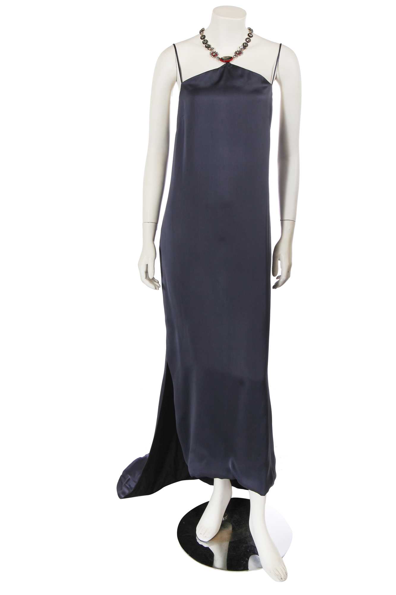 Lot 222 - A Christian Dior by Raf Simons grey silk satin evening dress, probably commercial collection 2016