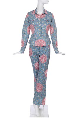 Lot 253 - A Christian Dior by John Galliano printed and perforated cotton drill suit, pre-collection 2003