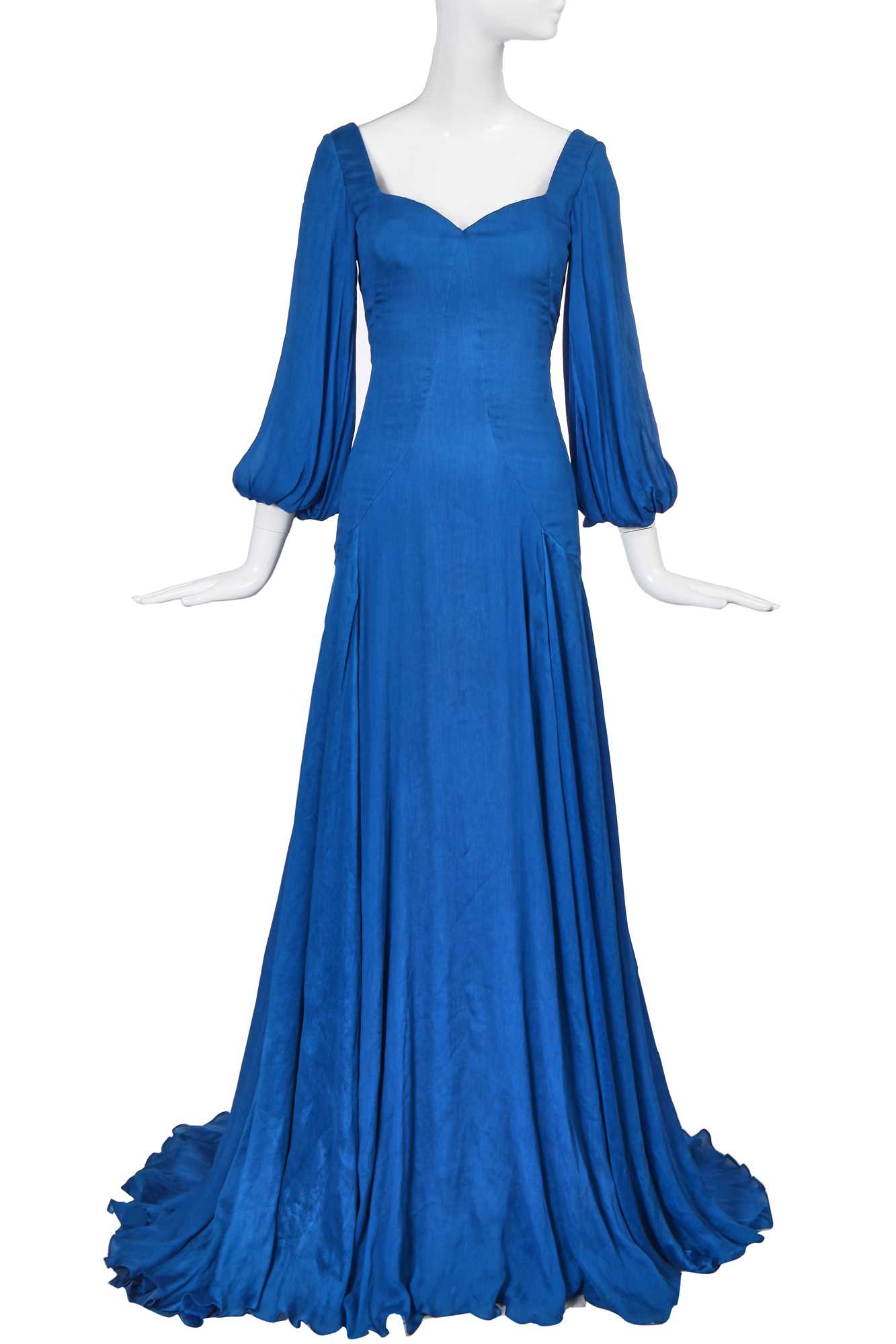 Lot 237 - An Alexander McQueen blue ribbed-chiffon dress, 2009