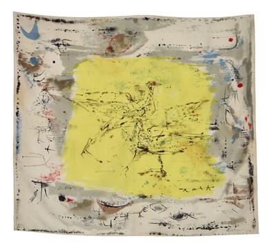 Lot 65 - An Ascher printed silk 'Deux Colombes' art square designed by Zao Wou-Ki , 1955