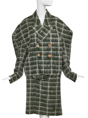 Lot 276 - A rare John Galliano green Linton tweed suit, 'The Ludic Game' collection, Autumn-Winter 1985-86