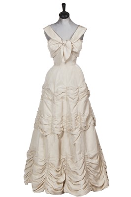 Lot 388 - A Robert Piguet haute couture ivory silk faille evening/bridal gown, circa 1953