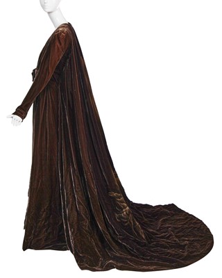 Lot 121 - A Jean-Louis Scherrer by Stéphane Rolland painted brown velvet coat, Autumn-Winter 1998-99