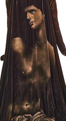 Lot 121 - A Jean-Louis Scherrer by Stéphane Rolland painted brown velvet coat, Autumn-Winter 1998-99