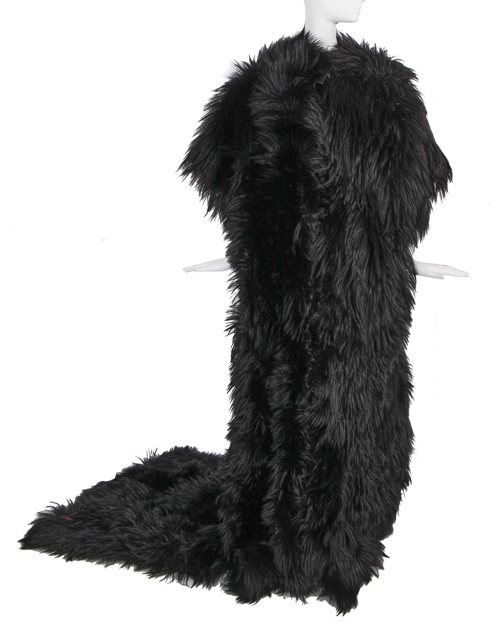 Lot 120 - A Jean-Louis Scherrer haute couture by Stéphane Rolland black Mongolian lamb evening coat, Autumn-Winter 2000-01
