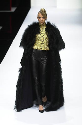 Lot 120 - A Jean-Louis Scherrer haute couture by Stéphane Rolland black Mongolian lamb evening coat, Autumn-Winter 2000-01