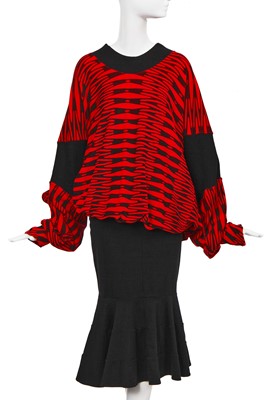 Lot 292 - A Bodymap black and red ensemble, 'Cat in the hat takes a rumble with techno fish' collection, Autumn-Winter 1984-85