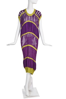 Lot 293 - A BodyMap violet and chartreuse knit dress, 'Barbee Takes a Trip Around Nature's Cosmic Curves' collection, Spring-Summer 1985