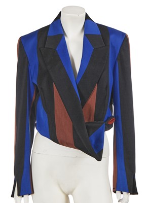 Lot 355 - A John Galliano striped wool-blend blazer, 'Greek Widows...' collection, Spring-Summer 1990