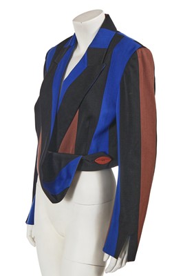 Lot 355 - A John Galliano striped wool-blend blazer, 'Greek Widows...' collection, Spring-Summer 1990
