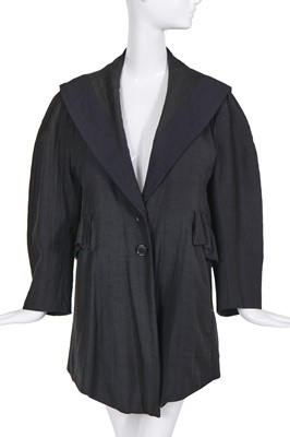 Lot 274 - John Galliano charcoal-grey cotton jacket, 'Panniers' collection, Spring-Summer 1987