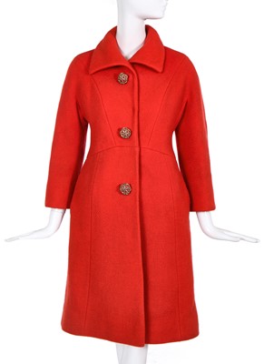 Lot 339 - A Christian Dior New York red wool coat, early 1960s