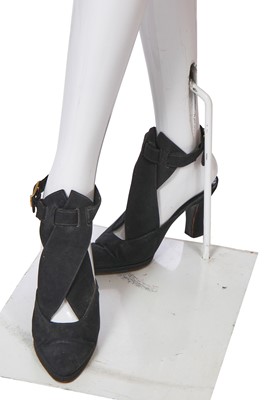 Lot 50 - A Chanel haute couture by Karl Lagerfeld black grosgrain ribbon suit and shoes, Spring-Summer 1991