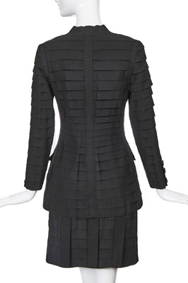 Lot 50 - A Chanel haute couture by Karl Lagerfeld black grosgrain ribbon suit and shoes, Spring-Summer 1991