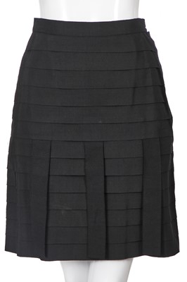 Lot 50 - A Chanel haute couture by Karl Lagerfeld black grosgrain ribbon suit and shoes, Spring-Summer 1991