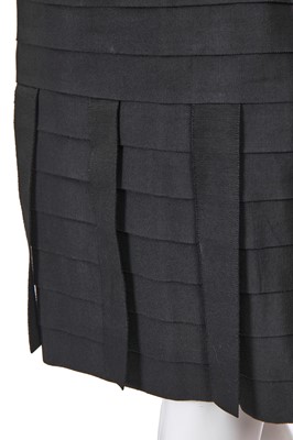 Lot 50 - A Chanel haute couture by Karl Lagerfeld black grosgrain ribbon suit and shoes, Spring-Summer 1991