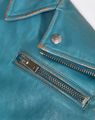 Lot 55 - A Prada distressed blue leather biker jacket, 2013