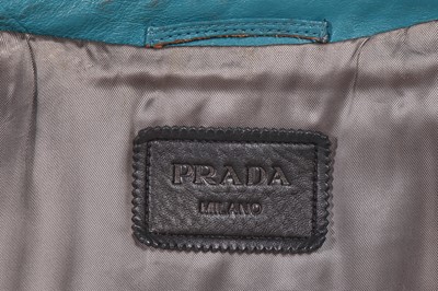Lot 55 - A Prada distressed blue leather biker jacket, 2013