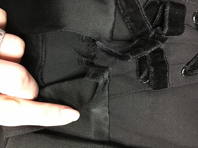 Lot 141 - A Thierry Mugler black cotton gaberdine and velvet suit, circa 1990