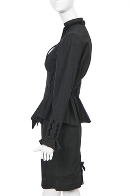 Lot 141 - A Thierry Mugler black cotton gaberdine and velvet suit, circa 1990
