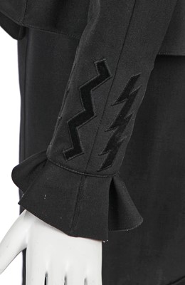 Lot 141 - A Thierry Mugler black cotton gaberdine and velvet suit, circa 1990