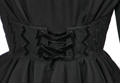 Lot 141 - A Thierry Mugler black cotton gaberdine and velvet suit, circa 1990