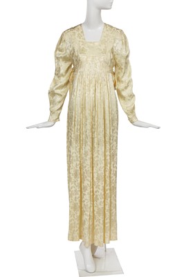 Lot 327 - An Ossie Clark yellow satin damask smock dress, 1969