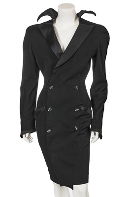 Lot 359 - A Thierry Mugler black wool and satin dress, circa 1990