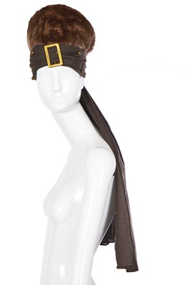 Lot 341 - A Christian Dior brown wool crêpe and rabbit fur hat, late 1960s