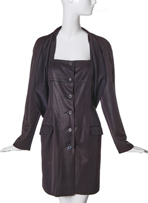 Lot 265 - A John Galliano navy gabardine coat dress, 'Hairclips' collection, Autumn-Winter 1988-89