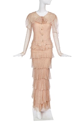 Lot 397 - A Gabrielle Chanel haute couture pink lace evening gown, circa 1930