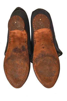Lot 422 - A pair of black challis shoes, 1770-1780