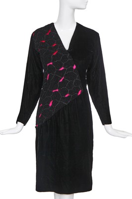 Lot 250 - A Christian Dior by Marc Bohan black velvet cocktail dress, 1980s