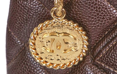 Lot 52 - A Chanel brown caviar leather handbag, 1997-99
