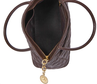 Lot 52 - A Chanel brown caviar leather handbag, 1997-99