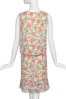Lot 53 - A Chanel teal cotton-blend and printed silk ensemble, Spring-Summer 2001